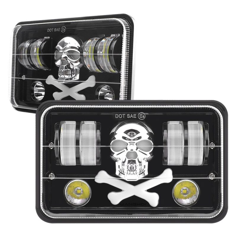 Six Bead Skull 7 Inch Square Led Projector Headlight Front Angled Front and angled product reference for buyers checking styling and lens structure.
