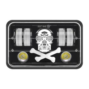 Six-Bead Skull Pattern 7 Inch Square LED Projector Headlight