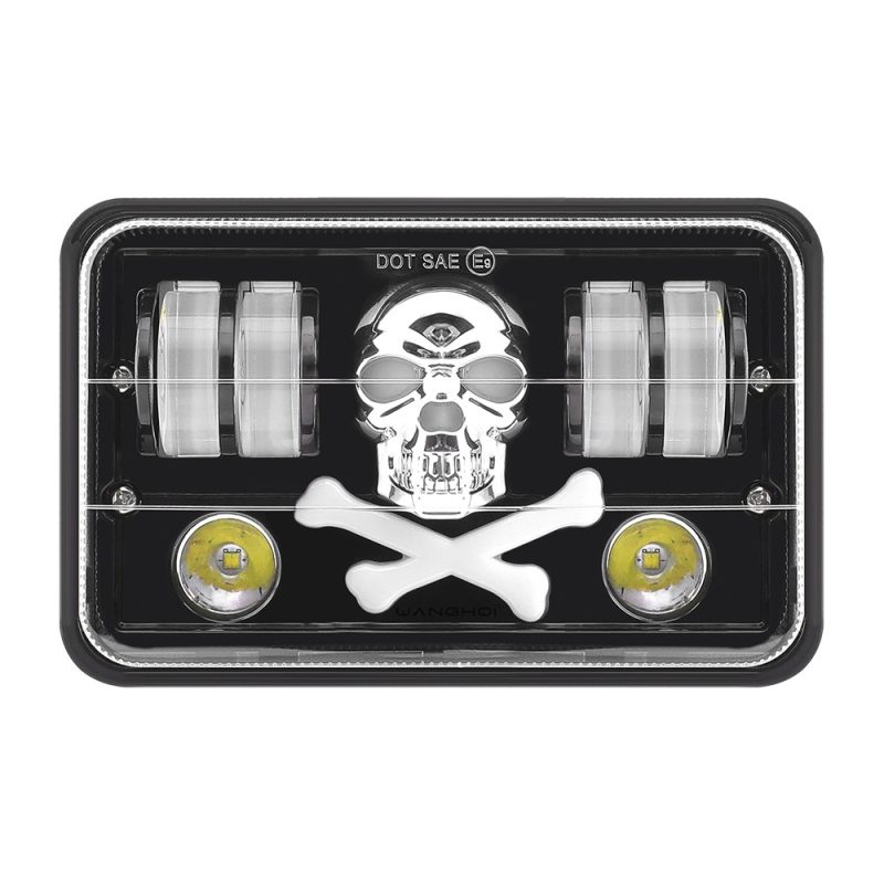 Six Bead Skull 7 Inch Square Led Projector Headlight Main Six-Bead Skull Pattern 7 Inch Square LED Projector Headlight