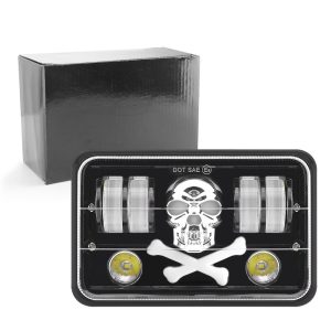 Six Bead Skull 7 Inch Square Led Projector Headlight Packing Packing reference showing the headlight with a plain black box.