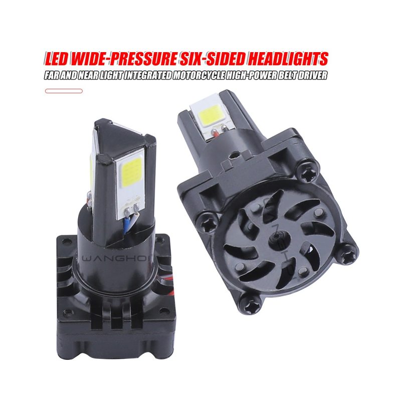 Six-sided LED headlight bulb rear fan view