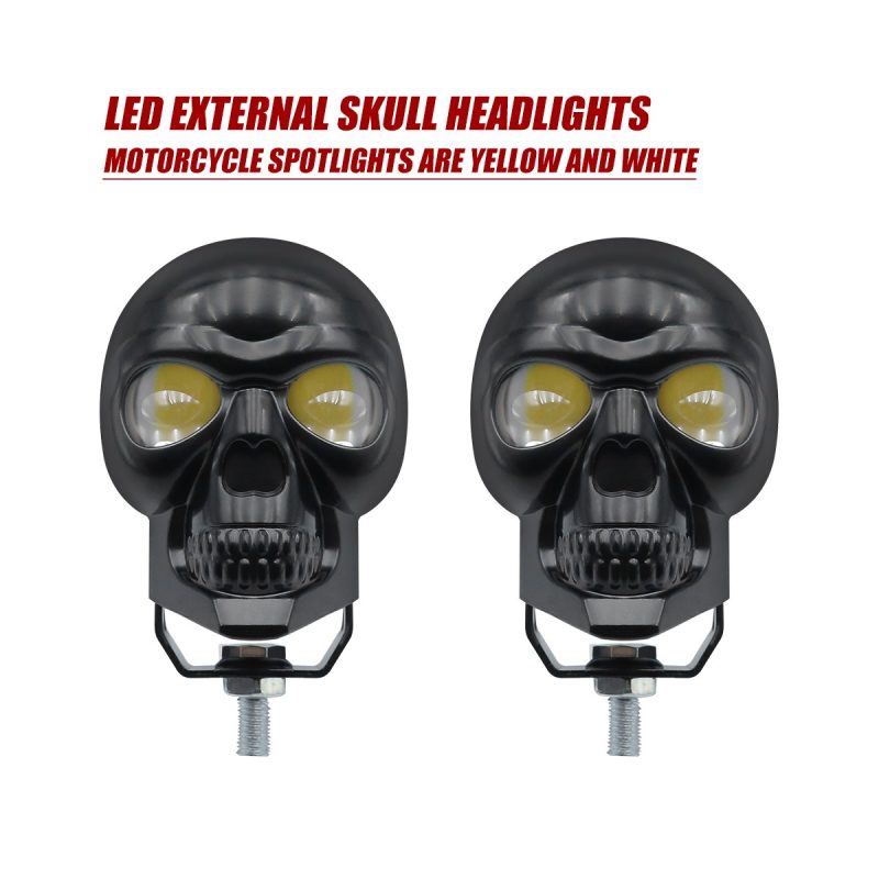 Skull-Shape Dual-Color Motorcycle Auxiliary Spotlight