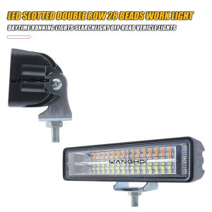 Slotted Double Row 28 Bead Led Work Light Side Bracket Side reference for housing depth and bracket position.