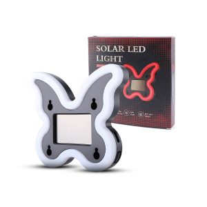 Solar Butterfly Led Car Decorative Light Packaging Packaging and product view for the solar butterfly LED car decorative ambient light.