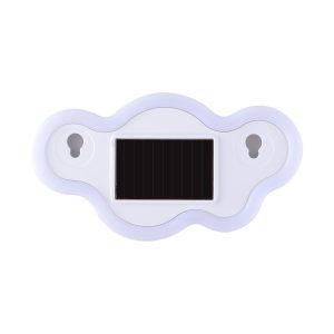 Solar Cloud Shape Rgb Car Window Led Display Light White Front White housing front view showing the cloud shape and front solar panel.