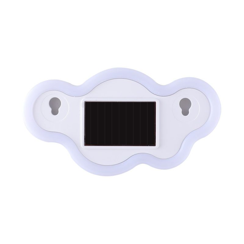 Solar Cloud Shape Rgb Car Window Led Display Light White Front White housing front view showing the cloud shape and front solar panel.