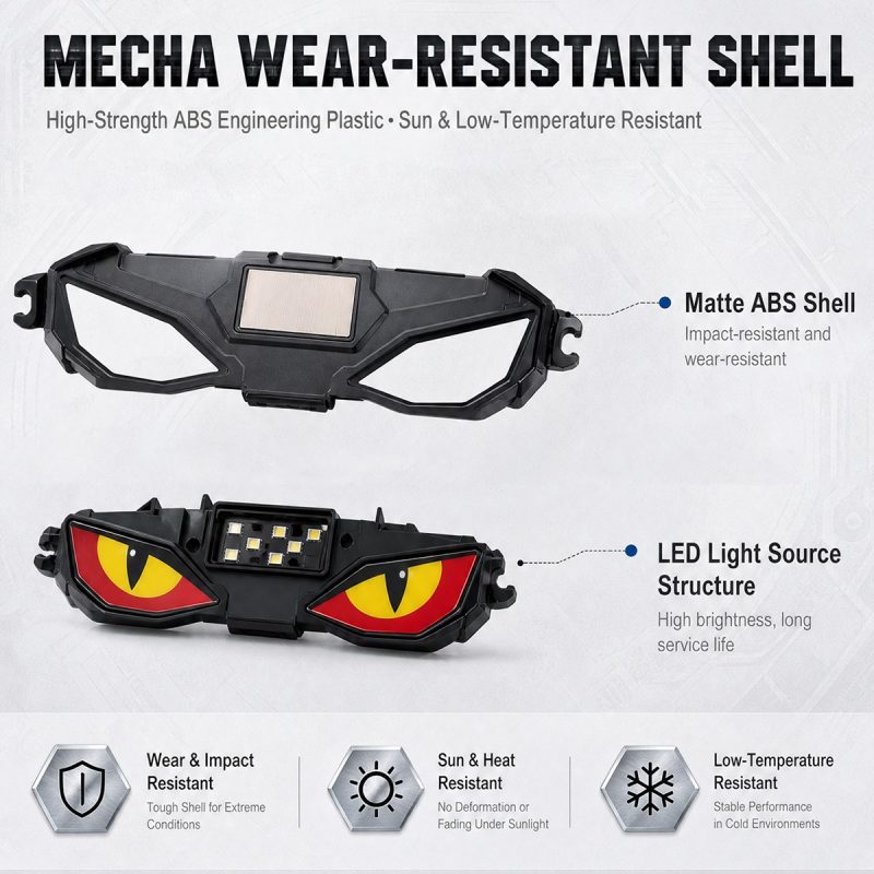 Solar Demon Eye Led Warning Ambient Light Shell Structure Shell and LED source structure reference from the supplied English graphics.