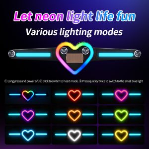 Solar Heart Shape Car Window Led Display Lighting Modes Source graphic showing multiple heart-shape color lighting mode references.