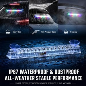 Solar Led High Mount Warning Light Waterproof Reference Waterproof and dustproof source graphic for weather-exposure reference.
