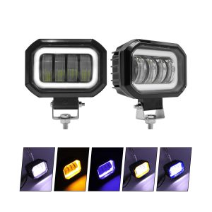 Lighting reference showing white, yellow, blue, and mixed color directions from the source image.