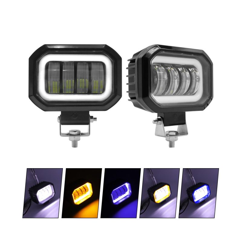 Lighting reference showing white, yellow, blue, and mixed color directions from the source image.