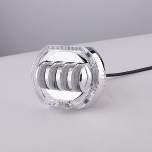 Square Angel Eye 4 Bead Motorcycle Headlight Angled Lens Angled lens and clear shroud reference.