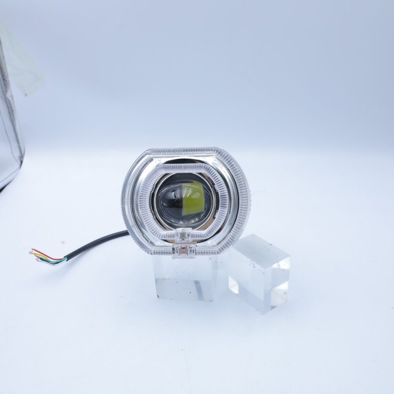 Square Dual-Ring Angel Eye Motorcycle Headlight Lens