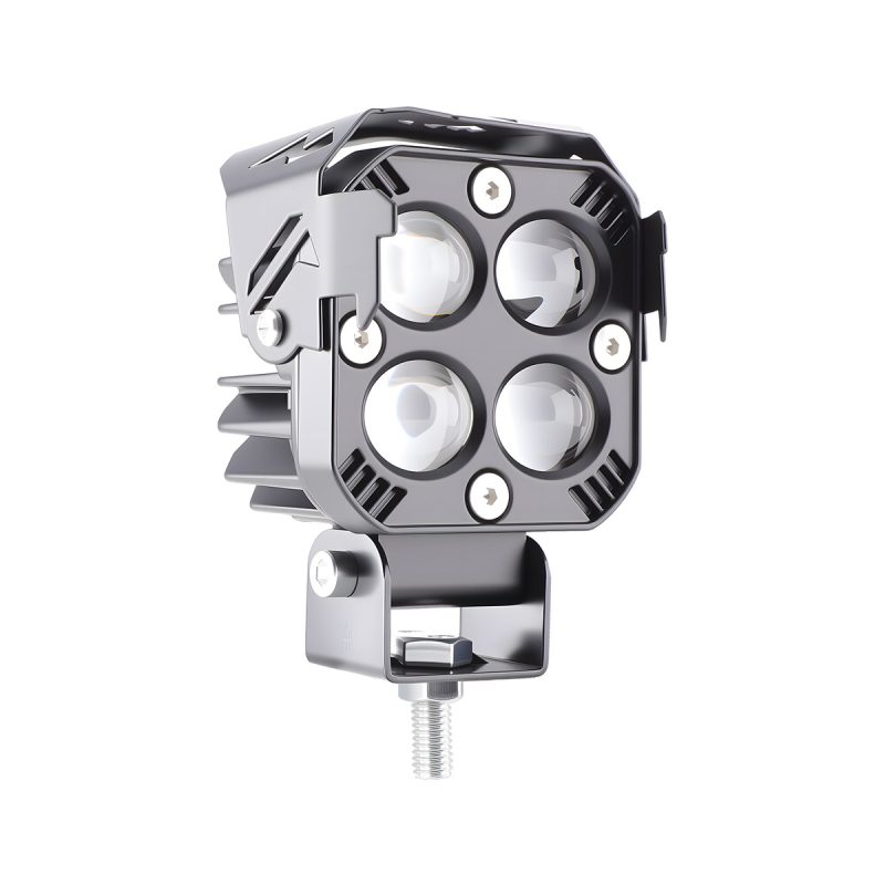 Square Four Bead Laser Cannon Led Work Light 02 Square Four Bead Laser Cannon Led Work Light 02 Square Four-Bead Laser Cannon LED Work Light clear lens front reference