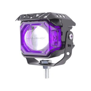 Square Lens Big Cannon Led Motorcycle Spotlight Color Options 05 Big Cannon Purple Angle Square lens big cannon LED motorcycle spotlight purple angle view