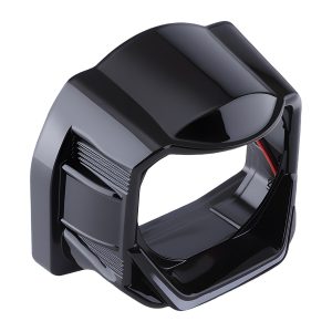 Square Mecha 5D Rgb Angel Eye Shroud Angled Housing Angled housing view showing the glossy black square mecha-style decorative cover body.