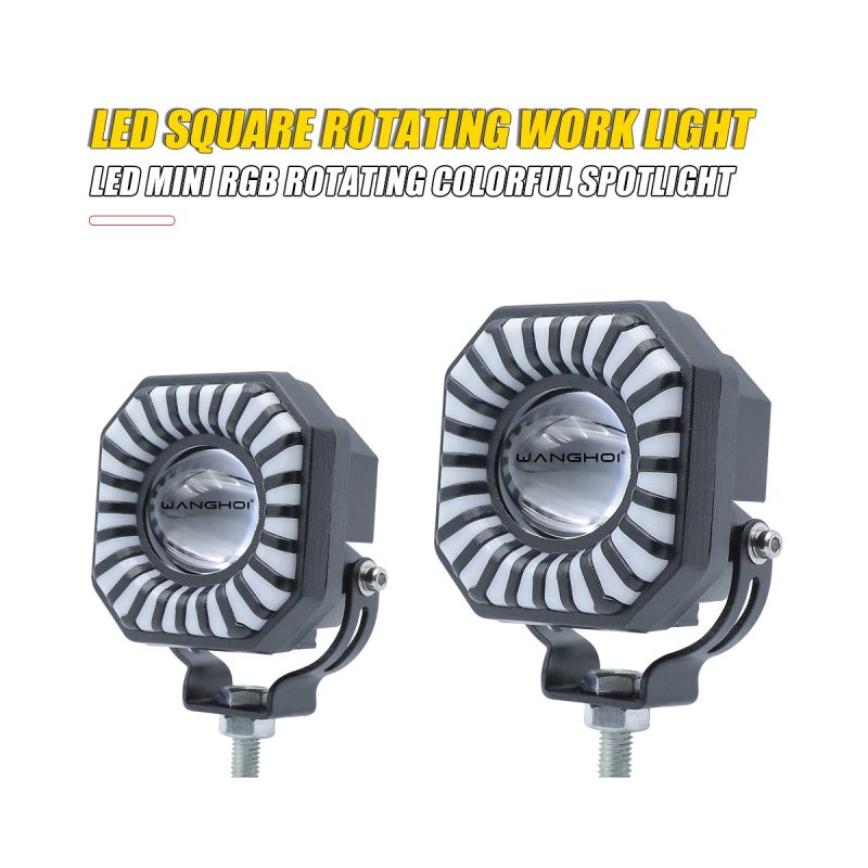 Square Mini Rgb Rotating Led Spotlight 01 Square Rgb Rotating Pair Square Mini RGB Rotating LED Spotlight