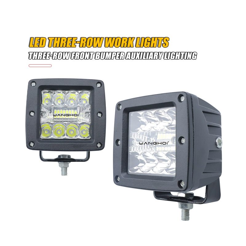 Square three-row LED work light pair reference