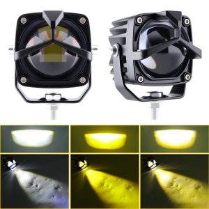 Square Triangular Single Lens Led Work Light White Yellow Beam Reference Source image showing white and yellow beam references.