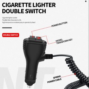 Suction Cup Led Strobe Warning Light Cigarette Lighter Switch Source graphic showing cigarette lighter double switch, power button, mode key, and spring power cable references.