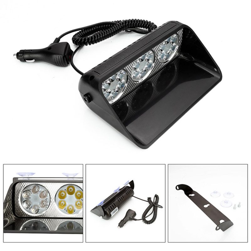 Suction Cup Led Strobe Warning Light Kit Accessories Kit reference showing the plug cable, light body, suction cups, and mounting bracket accessories.