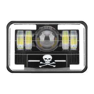 T-Pattern Skull 7 Inch Square LED Projector Headlight