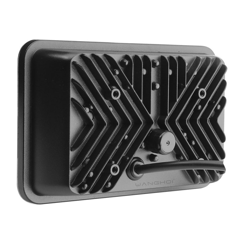 T Pattern Skull 7 Inch Square Led Projector Headlight Rear Rear housing view showing the heat-sink structure and cable exit reference.