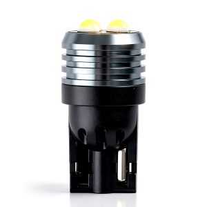 T10 Dual Sided Cob Led Wedge Bulb Black Front Front view showing the black housing, T10 wedge base, and dual top COB lens layout.
