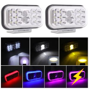 Three Color Frame Motorcycle Led Spotlight Long Light Effects Long-option source collage showing white, yellow, and colorful frame-light references.