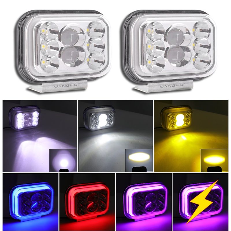 Three Color Frame Motorcycle Led Spotlight Short Light Effects Short-option source collage showing white, yellow, blue, red, and purple frame-light references.