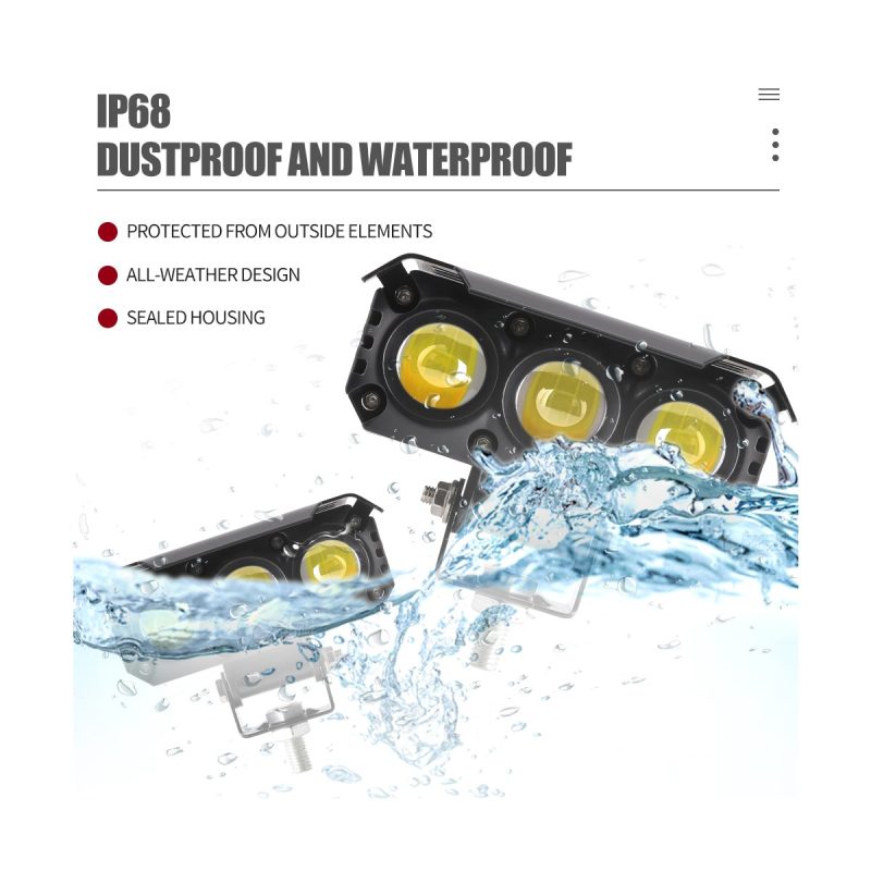 Three Lens Devil Eye Small Steel Cannon Led Spotlight Ip68 Reference Source graphic showing IP68 dustproof and waterproof protection reference for sourcing checks.