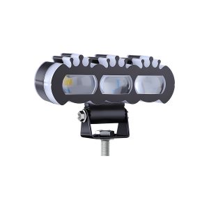 Three Pearl Demon Eye Led Motorcycle Spotlight 02 Three Demon Silver Three pearl demon eye LED spotlight silver front view