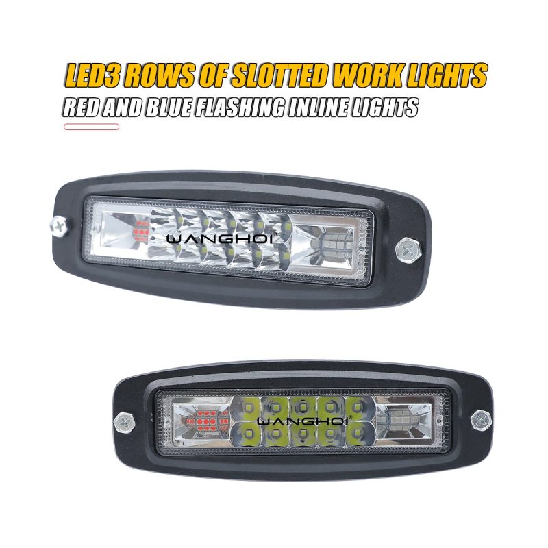 Three-row slotted linear LED work light front view