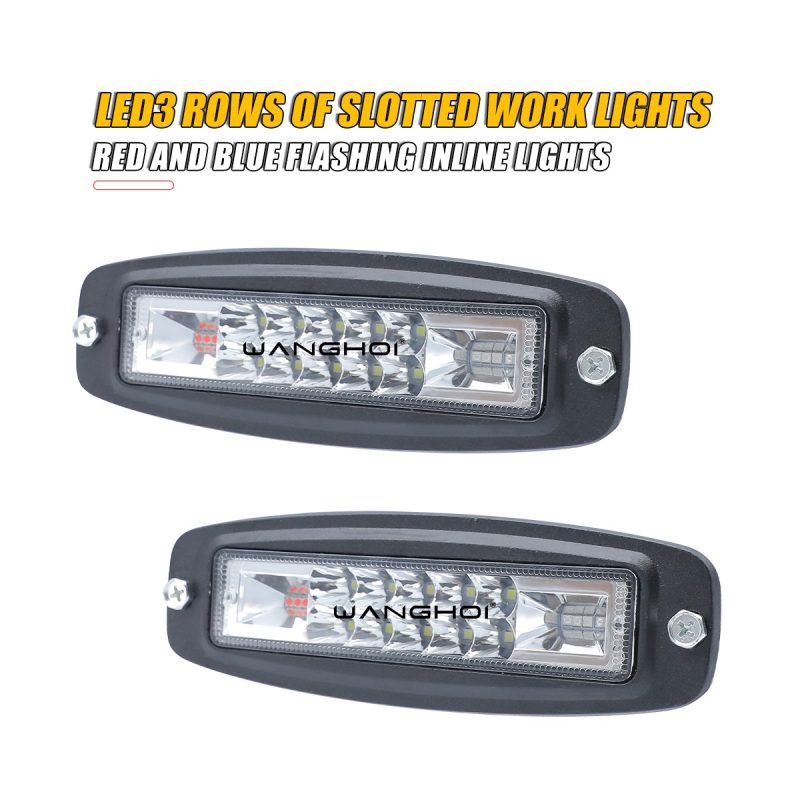 Double front reference for three-row slotted linear LED work light