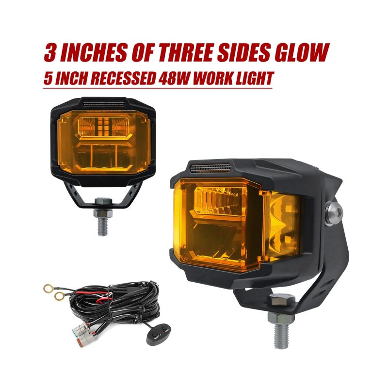 Three Side Glow Recessed Led Work Light 02 Three Side Front Three-side glow recessed LED work light front view