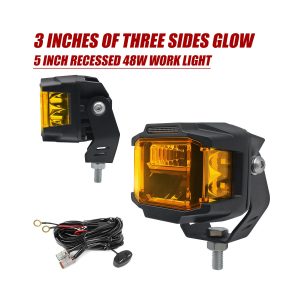 Three Side Glow Recessed Led Work Light 03 Three Side Side Three-side glow recessed LED work light side view