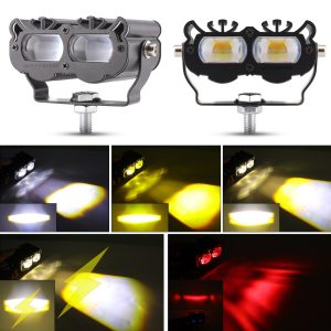 Tiger Head Twin Bead Led Motorcycle Spotlight Beam Modes Source image reference showing multiple beam and color-mode views.