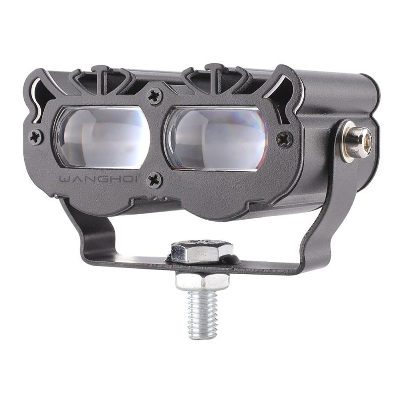 Tiger Head Twin Bead Led Motorcycle Spotlight Clear Lens Alternate product-only front view showing the clear lens direction.