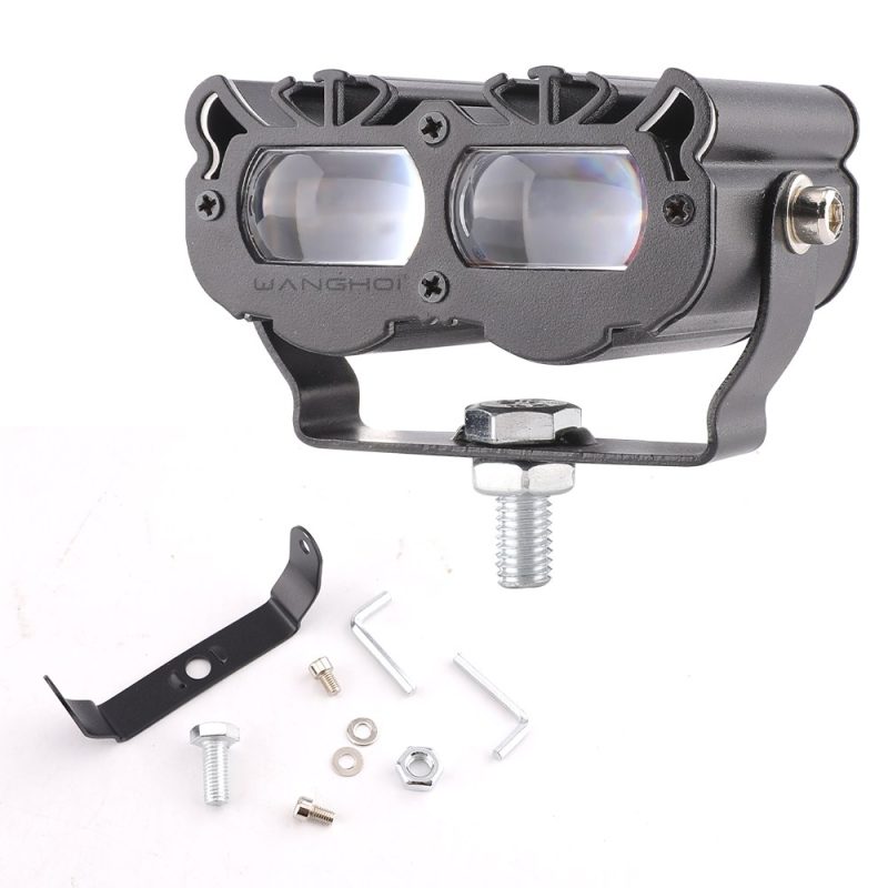 Tiger Head Twin Bead Led Motorcycle Spotlight Hardware Mounting hardware reference with bracket, screws, washers, and hex key.