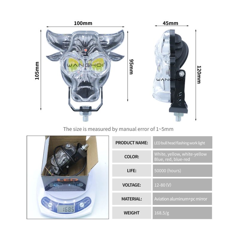 Transparent Bull Head Flashing Led Work Light 04 Transparent Bull Head Flashing Led Work Light 04 Transparent Bull-Head Flashing LED Work Light specification reference