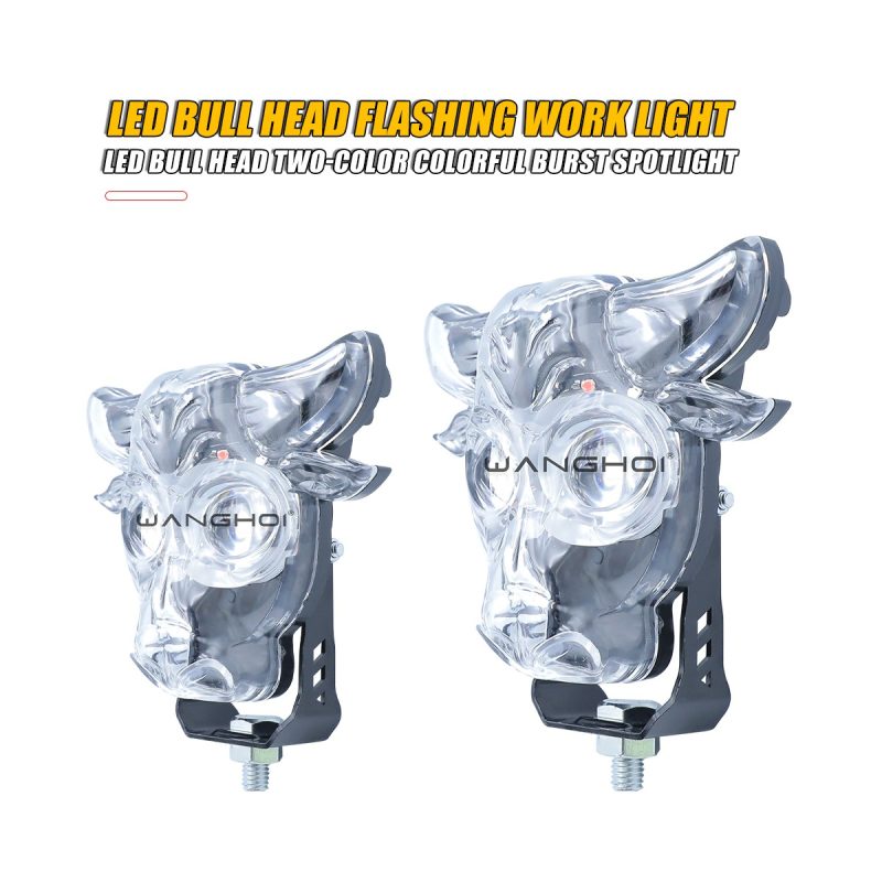 Transparent Bull Head Led Motorcycle Work Light Main Transparent Bull Head Flashing LED Motorcycle Work Light
