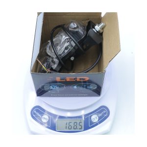 Transparent Bull Head Led Motorcycle Work Light Package Weight Package image with 168.5g source scale reference.