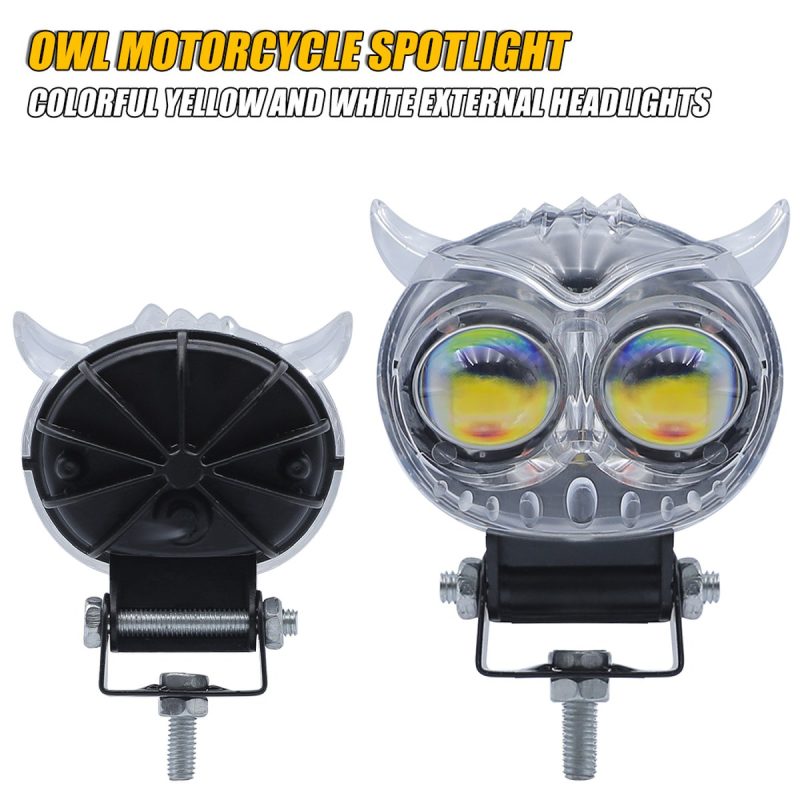 Transparent Colorful Owl Led Motorcycle Spotlight Product View Front, rear, and side product reference for buyer checks.