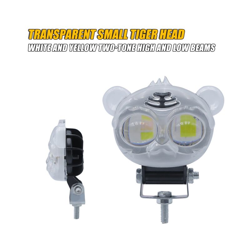 Side reference for transparent dual-lens motorcycle LED auxiliary light