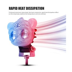 Transparent Small Tiger Head Led Spotlight Heat Dissipation Heat-dissipation graphic showing rear airflow and heat-sink reference.