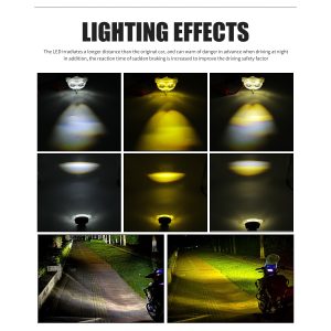 Transparent Small Tiger Head Led Spotlight Lighting Effects Lighting-effect graphic with white, yellow, and road beam references.