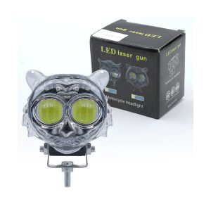 Transparent Tiger Led Motorcycle Spotlight Package Reference Package reference showing the spotlight and outer carton.