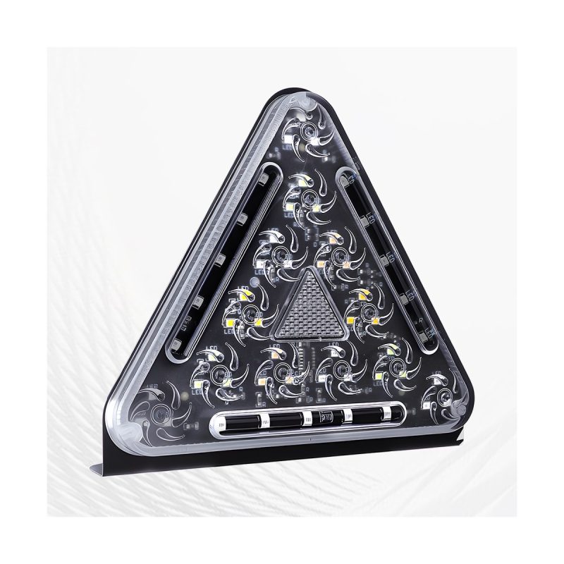 Triangular LED truck warning strobe light front angle view