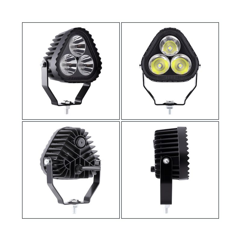 Product view collage for triangular three-lens LED work light
