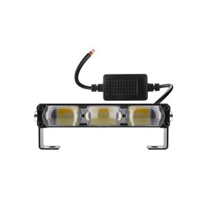 Triple-lens LED grille fog light bar yellow and white front view